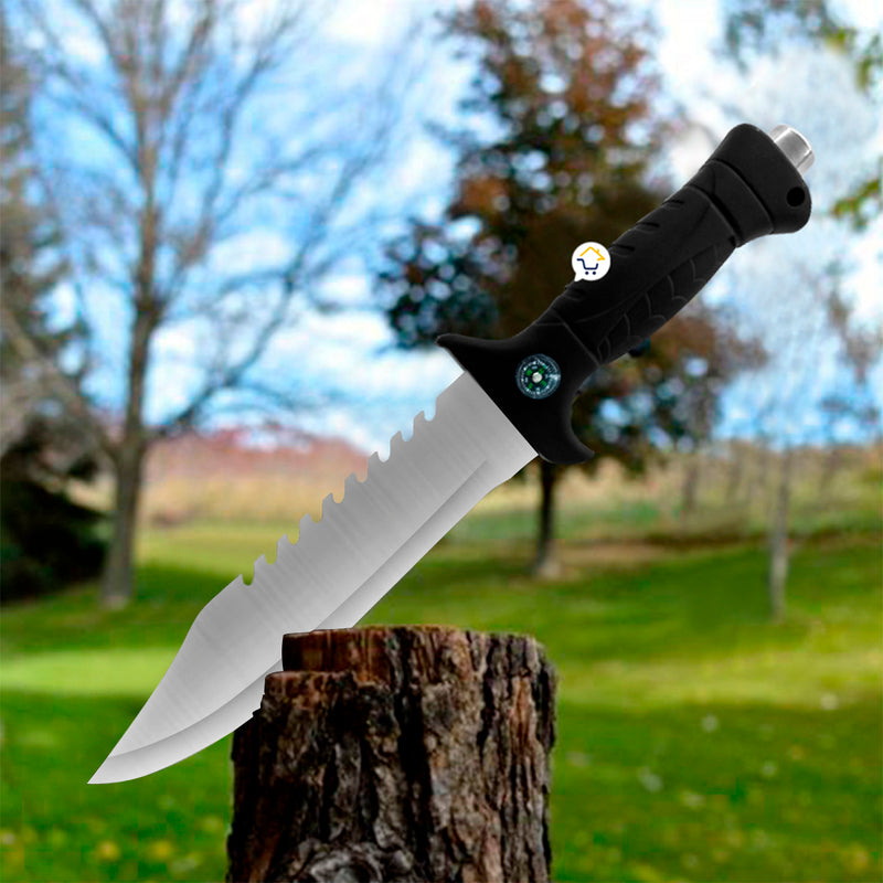 Cuchillo Táctico Camping Supervivencia Pesca + Estuche Rambo 🔪