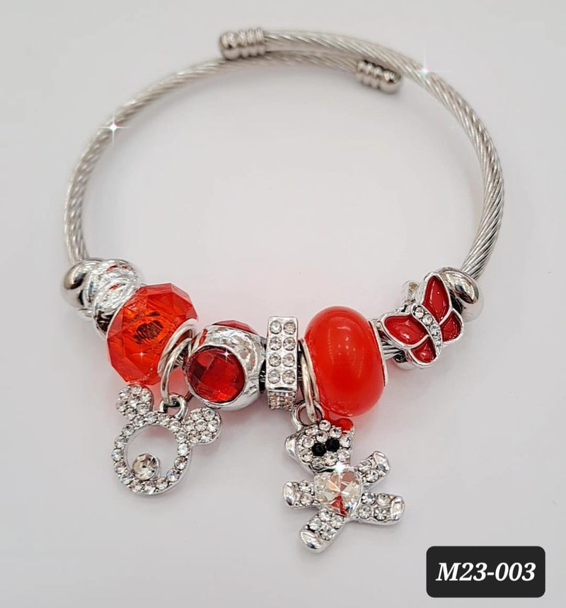 PANDORA PLATEADA OSO ROJO